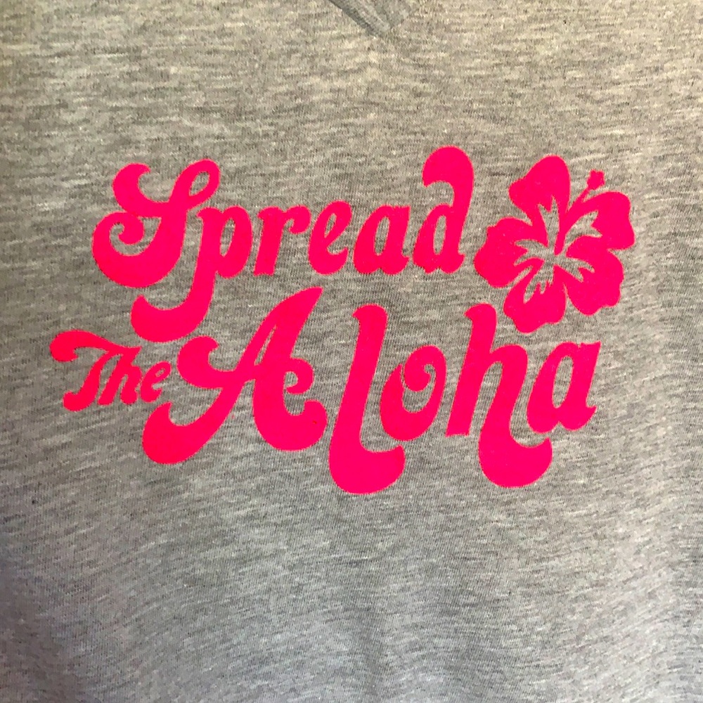 Heather Gray Spread the Aloha Hibiscus V-Neck Fitted Tee Shirt Large - XL